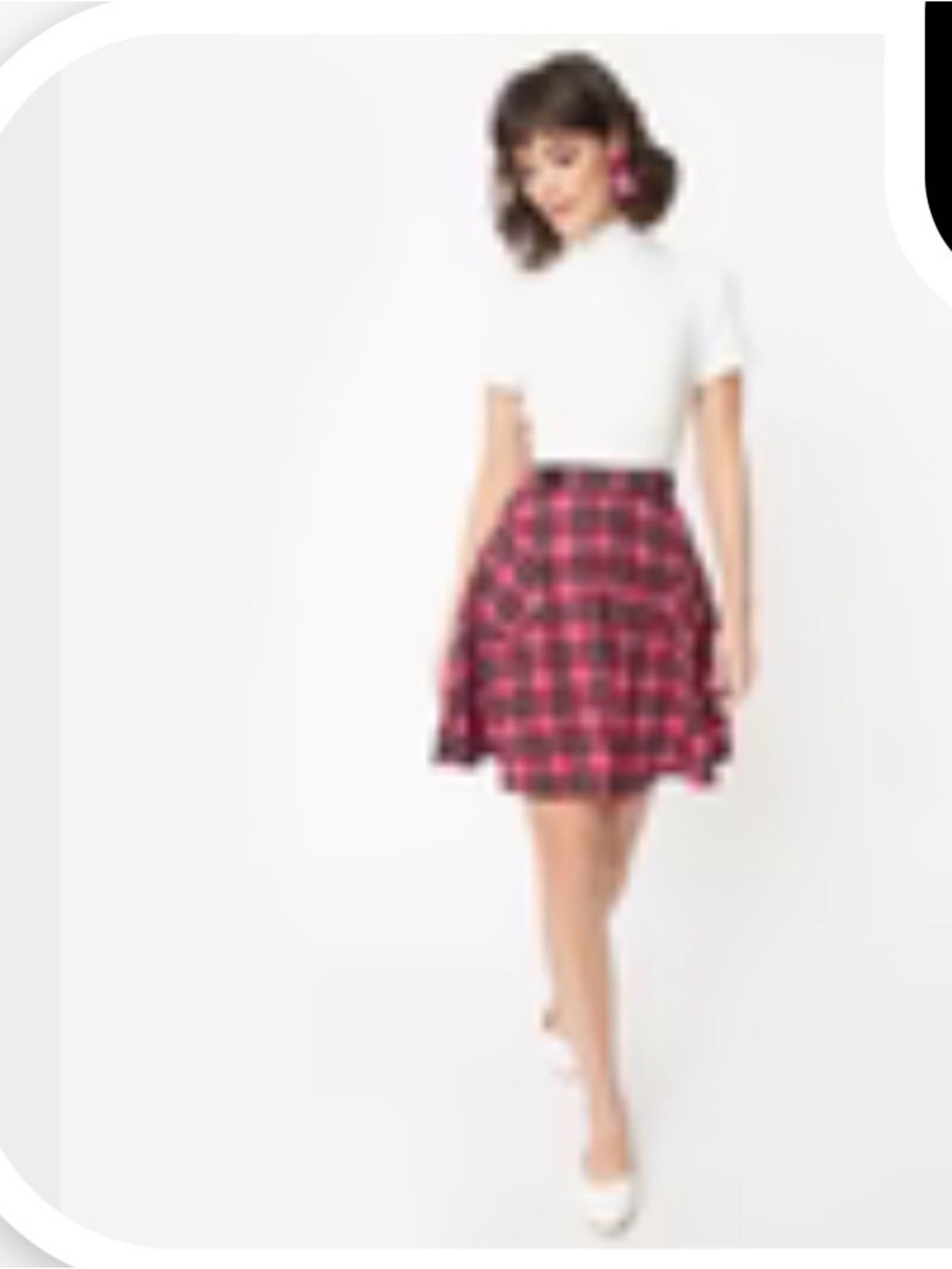 Smak Parlour Pink Plaid Trend Setter 1960 Skirt